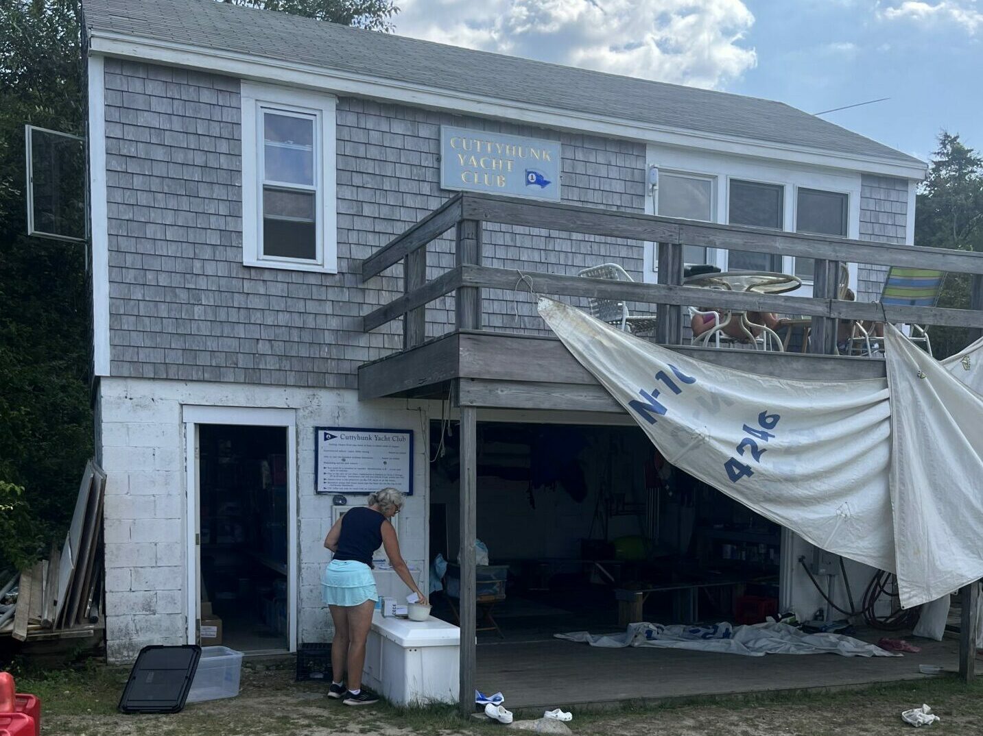 front of the Cuttyhunk Yacht Club building