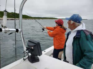 Casting for fish on Cuttyhunk Island
