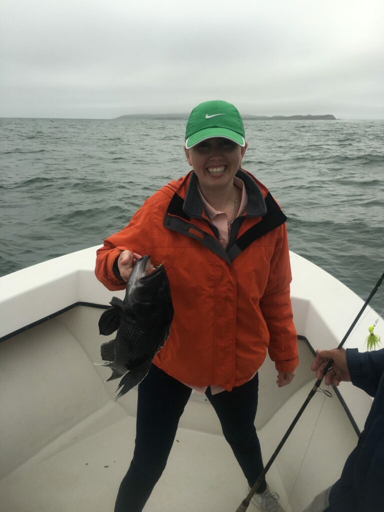 Catching a fish on cuttyhunk island